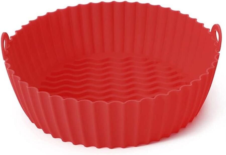 Silicone Airfryer Bakvorm Herbruikbare Liner Gezond Koken Hittebestendig tot 240°C 8.5 inch Rood