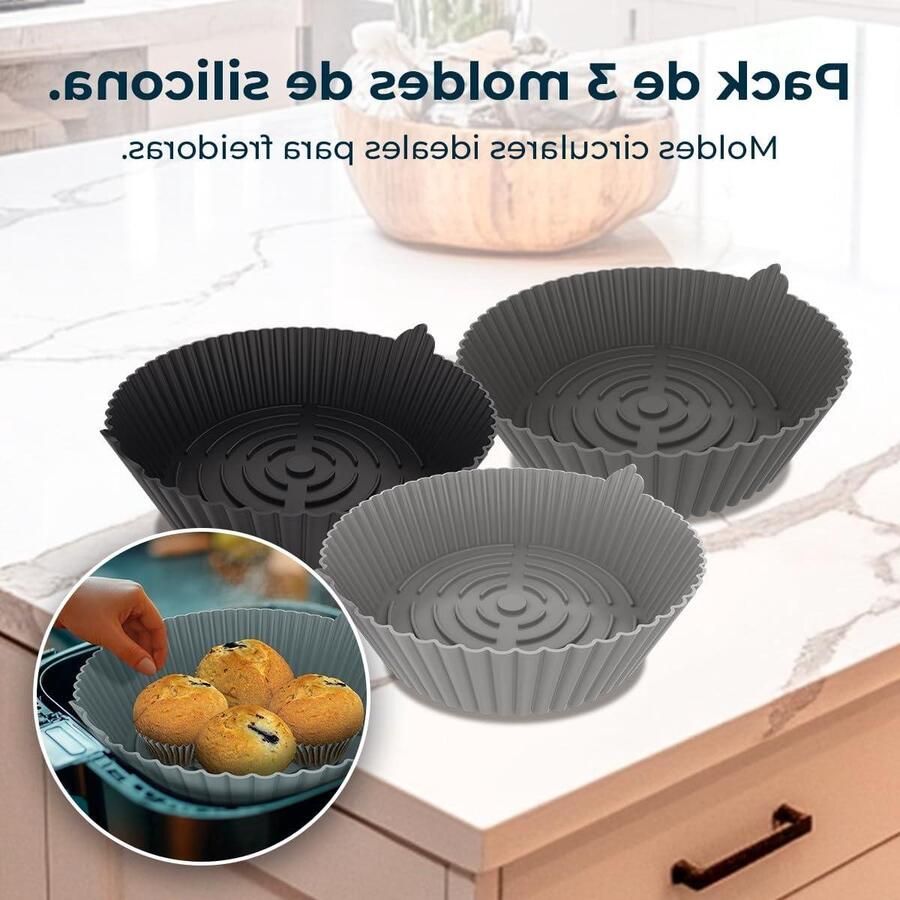 Silicone Airfryer Molds Airfryer Accessoires Gezond Koken Verhoogde Textuur 22x6 cm Blauw
