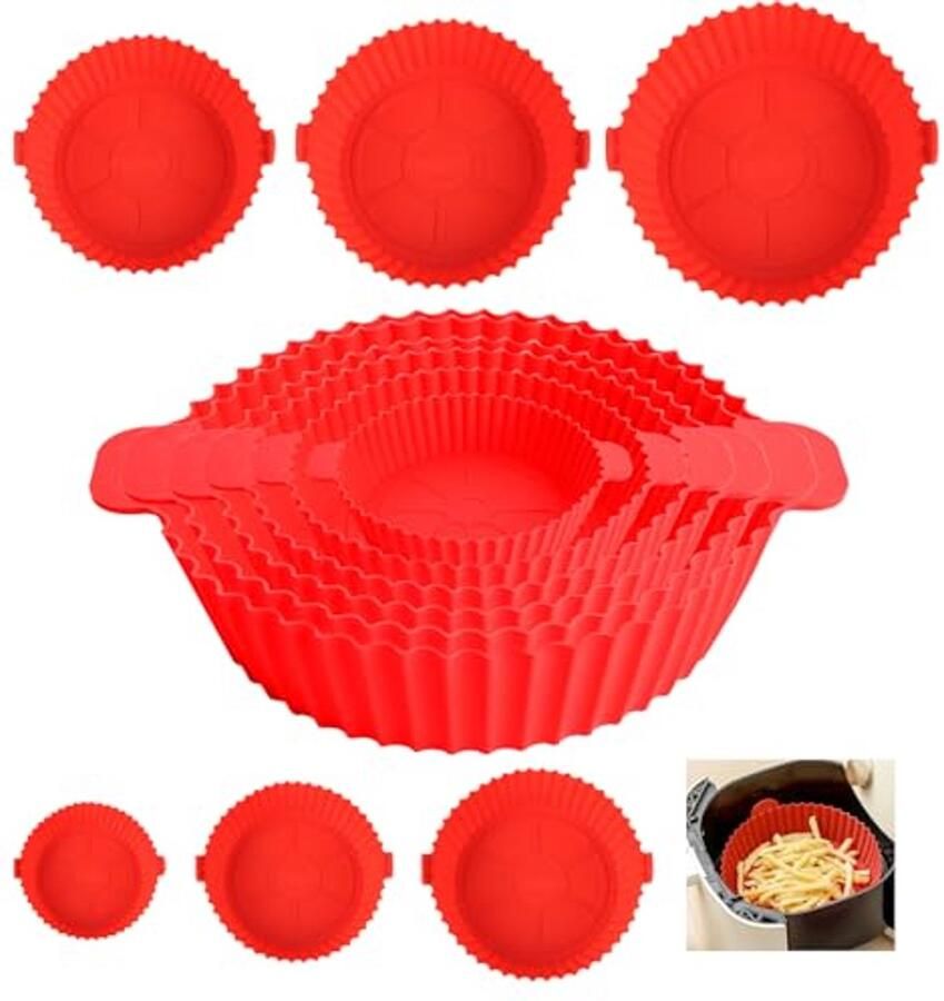 Silicone Airfryer Set Bakvormen Muffin Creatief Koken Set van 6 Stuks