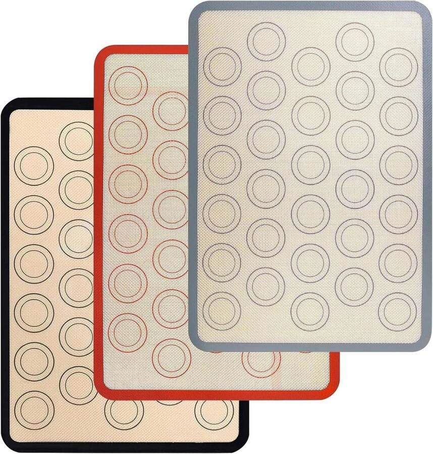Silicone Bakmat Set Bakplaat Matten Bakken en Braden Non-stick en Vaatwasserbestendig 3 stuks 42x29.5 cm
