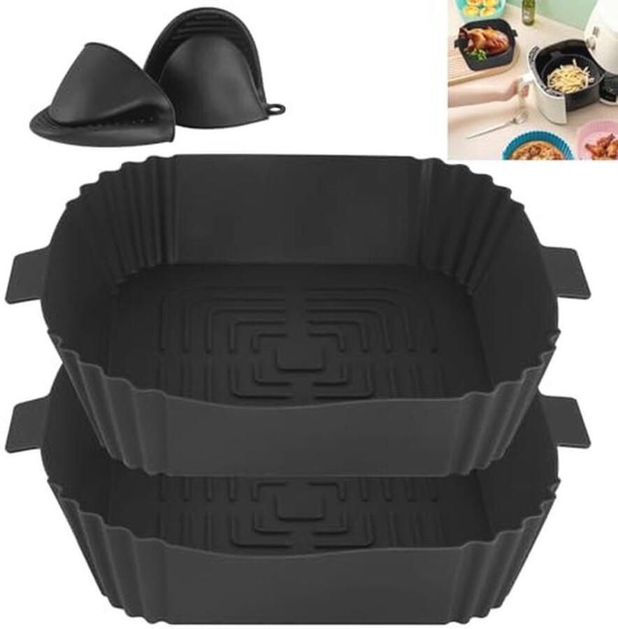 Silicone Bakvorm voor Airfryer 2 Stuks Herbruikbare Siliconen Mallen met Ovenwant voor Airfryer Magnetron en Oven