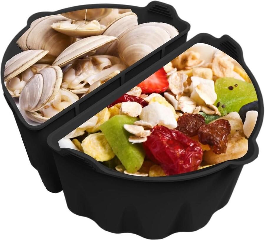Silicone Binnenvoering Slowcooker Separator Gezinsmaaltijden Bereiden Twee Smaken Tegelijk 6-8QT Zwart