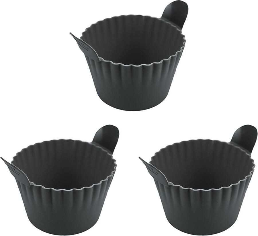 Silicone Egg Poacher Cups Serie Eivormpjes voor Airfryer & Magnetron 3 Stuks Zwart Siliconen BPA-vrij