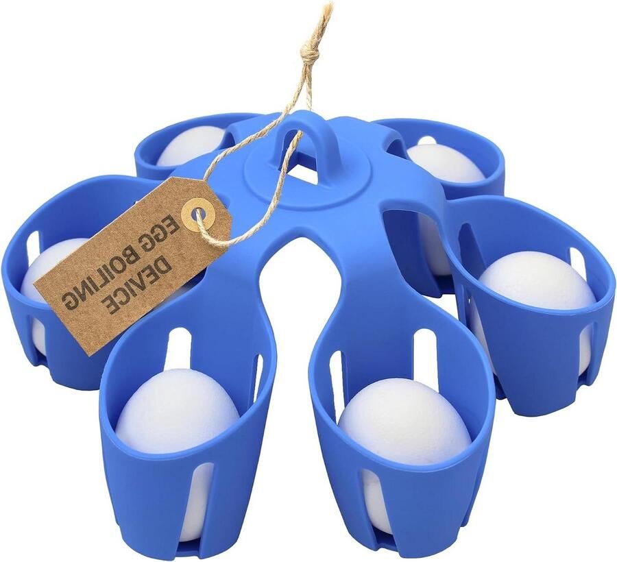Silicone Ei Mandjes Ei Houder Koken Perfect Gekookte Eieren Zes Individuele Mandjes 397 g Helderblauw