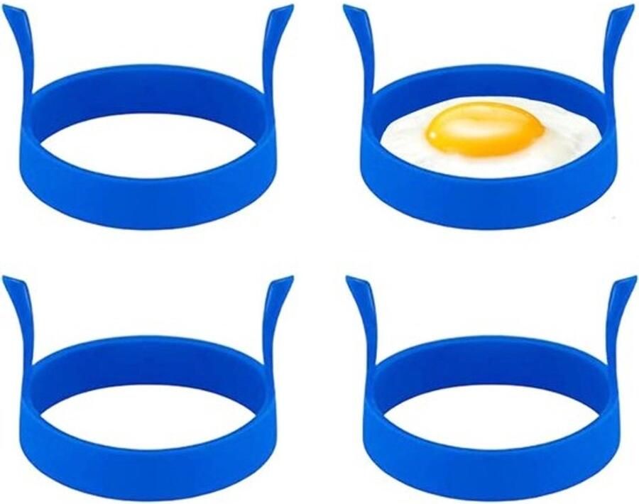 Silicone Ei Ring Bakvorm Set Ontbijt Maken Hittebestendig Keukengerei Set van 4 Rood