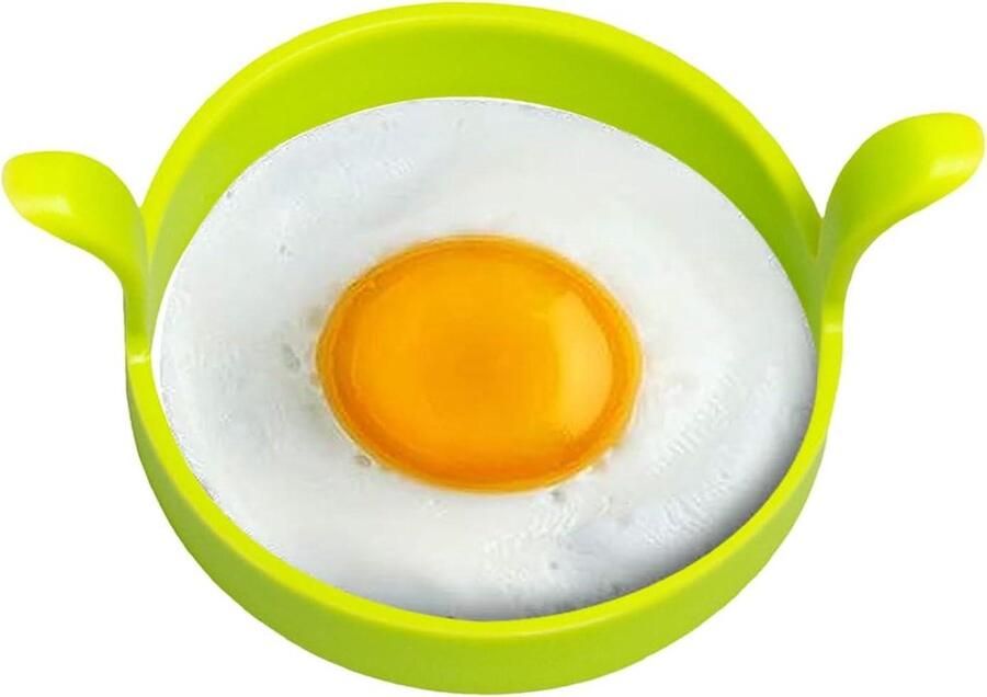 Silicone Ei Ring Pannenkoek Vorm Ontbijt Maken Dubbele Handgrepen 12 x 8 x 6 cm Groen