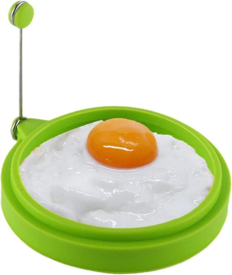 Silicone Ei Ring Pannenkoekvorm Omelet Ring Ontbijt Maken Met Opvouwbare Handvatten 100 ml Multicolor
