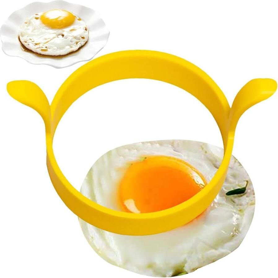 Silicone Ei Ringen Pannenkoek Vorm Ontbijt Bakken Lekvrij Ontwerp 12 x 8 x 6 cm Geel