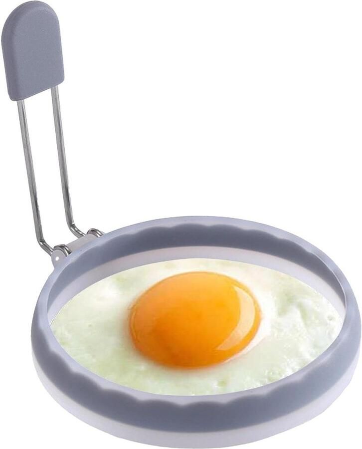 Silicone Ei Ringen Pannenkoek Vormen Ontbijt Maken Non-stick Ontwerp 12.5 x 11 x 2.5 cm Grijs