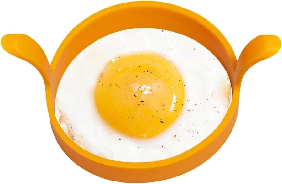 Silicone Ei Ringen Pannenkoekvorm Ei Ontbijt Bakken Met Handvatten 12 x 8 x 6 cm Oranje