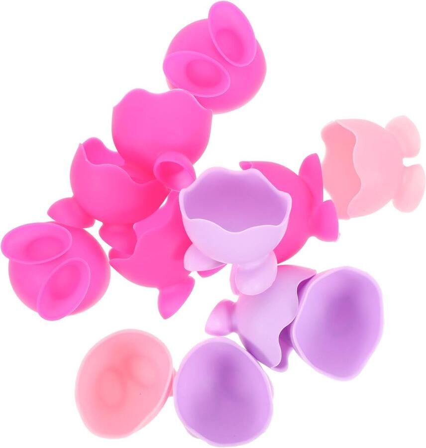 Silicone Eierdopjes Eierhouders Ontbijt Serveren Verstelbaar & Magnetronbestendig 5x4 cm Willekeurige Kleuren