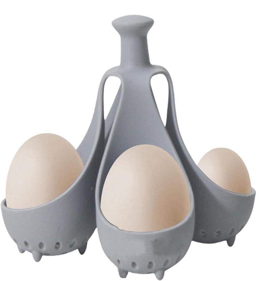 Silicone Eierhouder Eierkoker Gadget Eieren Koken Voorkomt Barsten 4 Stuks Grijs