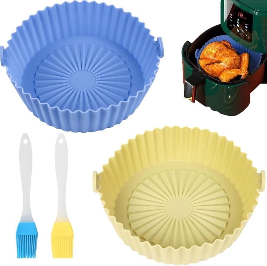 Silicone Jar voor Air Fryer 2 Stuks Universele Air Fryer Mand Hittebestendige Accessoires voor Oven en Magnetron Cake Bakvorm Stoommand enzovoort