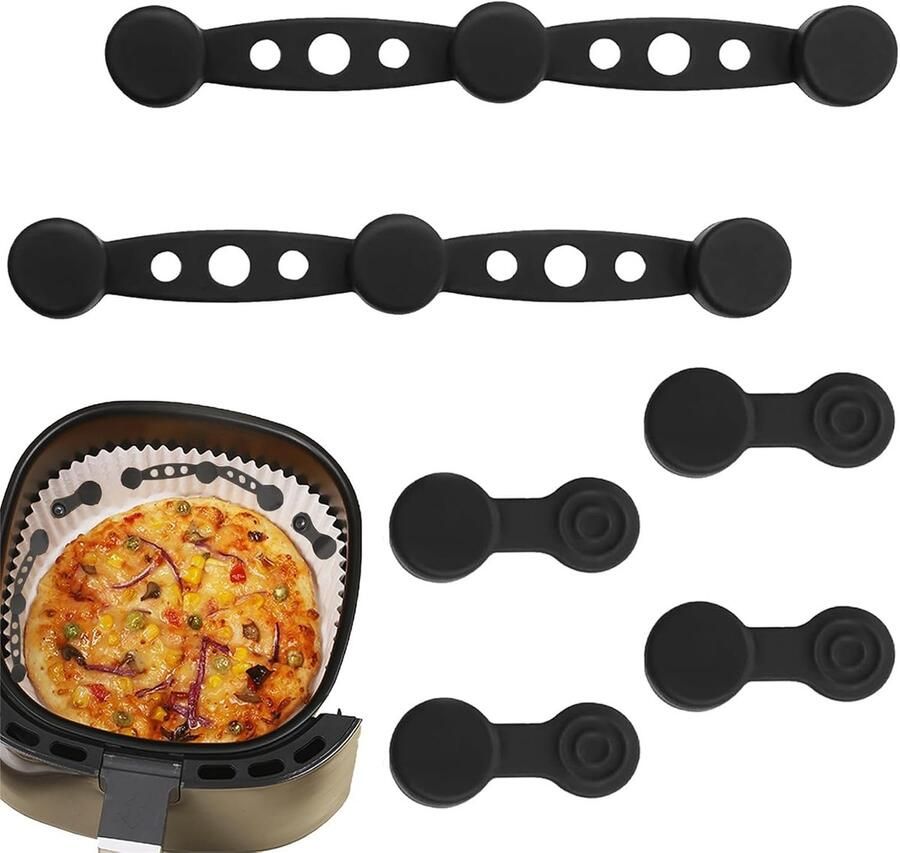 Silicone Magnetische Gespen 6 Pack Magneten Silicone Sna Airfryer Magneten voor Bakpapier Magnetische Silicone Gespen voor Air Fryers Air Fryer (Zwart)