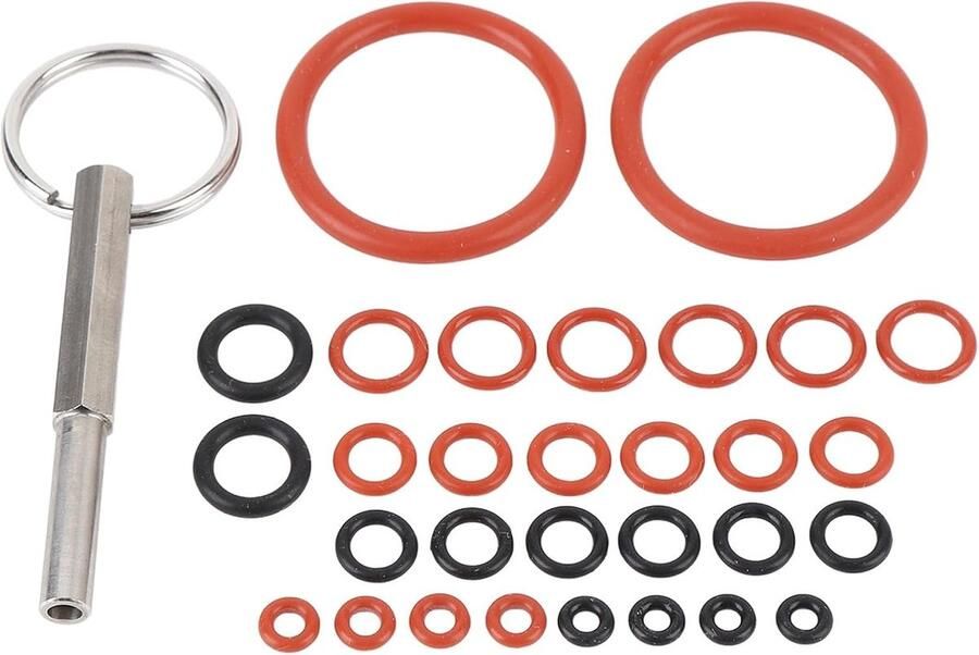 Silicone O-Ringen Reparatieset voor Koffiemachine – 30 Stuks Voedselveilige Hittebestendige Dichtingen + RVS Ovalen Bit voor Onderhoud en Preventie