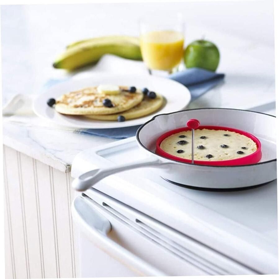 Silicone Pancake Ring Omelet Mold Perfecte Eieren Bakken Hittebestendig 10 cm Rood