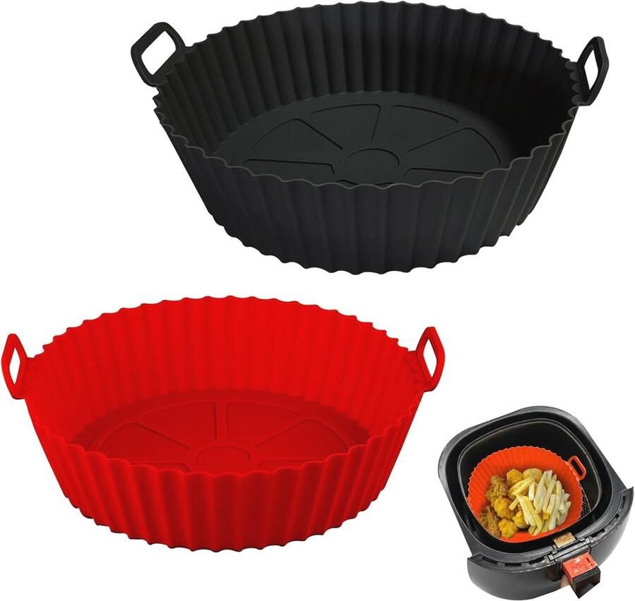 Silicone Pot and Basket for Air Fryer Reusable Baking Tray for 3 to 5 Qt Ovens