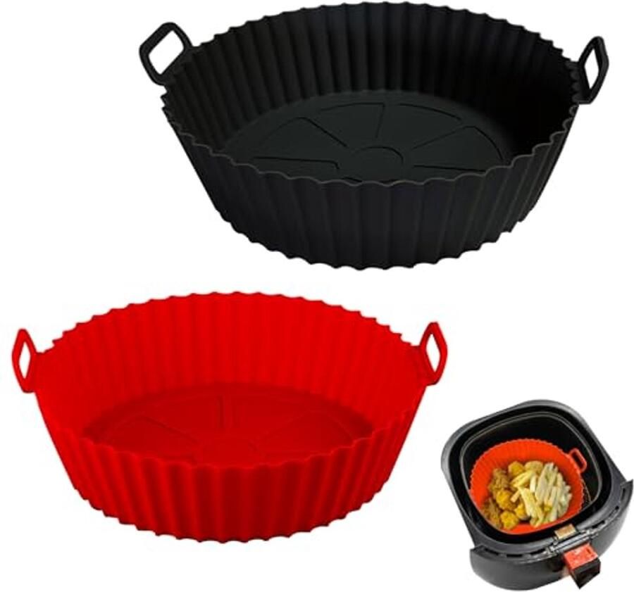 Silicone Pot and Basket for Air Fryer Reusable Baking Tray for 3 to 5 Qt Ovens