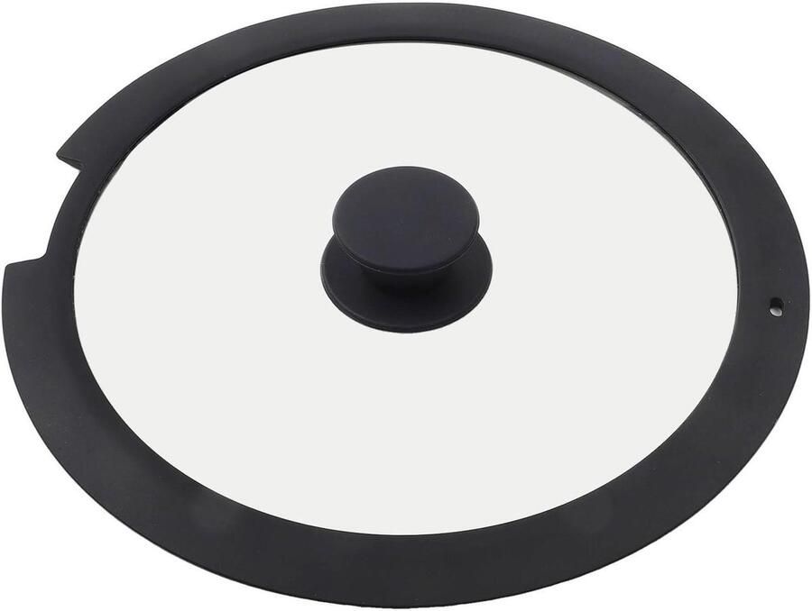 Silicone Pot Deksel Glazen Deksel Koken en Bakken Met Stoomgat 18 cm Zwart