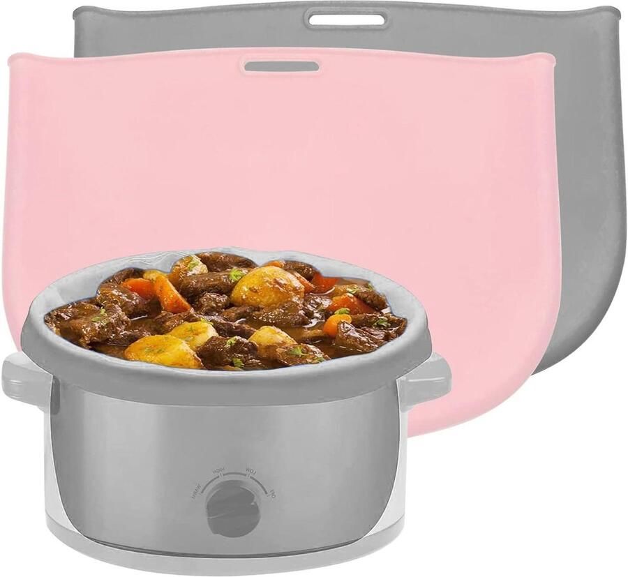 Silicone Slow Cooker Liners Kookzakken Herbruikbaar Koken en Bakken Voedselveilig Siliconen 6-8 Liter Roze