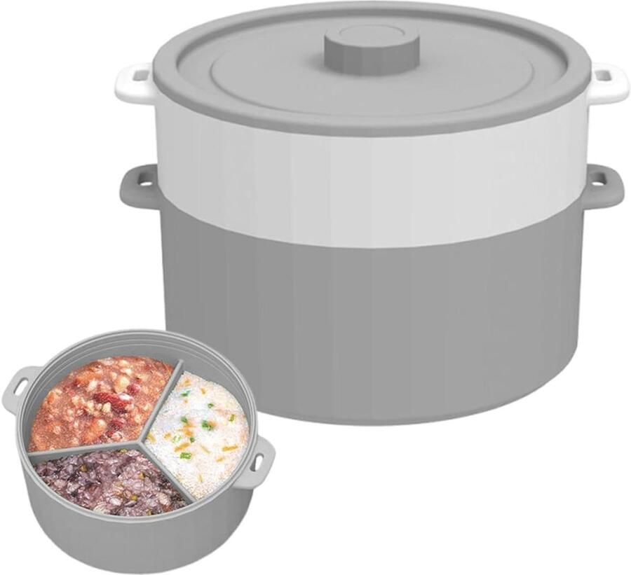 Silicone Stoomkoker Vouwbare Kom Gezond Koken Hittebestendige Handgrepen 18.8 x 12.5 cm Grijs