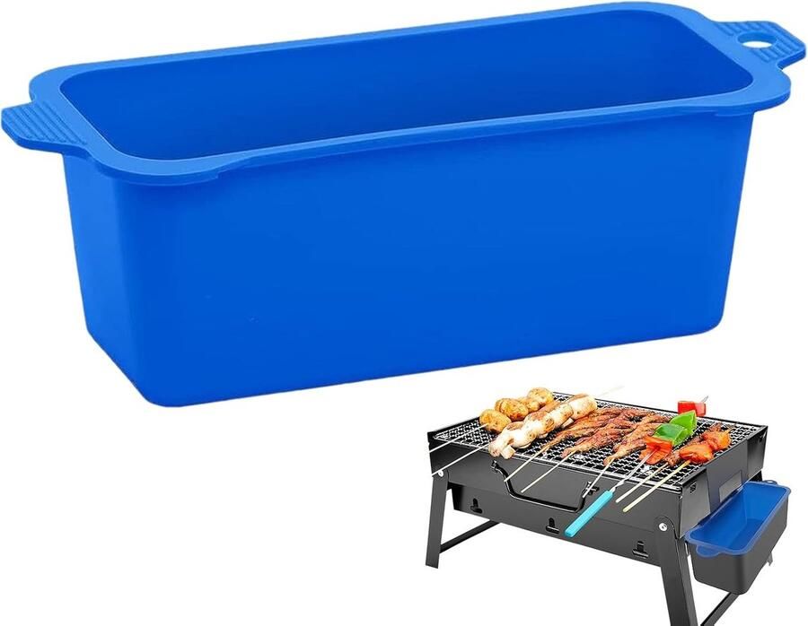 Silicone Vetopvangbakje Herbruikbare Vetpan Koken en Barbecueën Hittebestendig Materiaal 12.9 x 7.7 x 1 cm Grijs