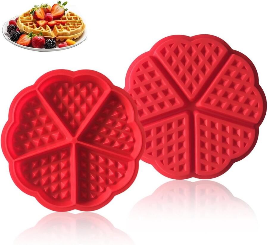 Silicone Wafelvorm Hartvormig 2 Stuks Antiaanbaklaag Voor het bakken van heerlijke wafels ShopVlot