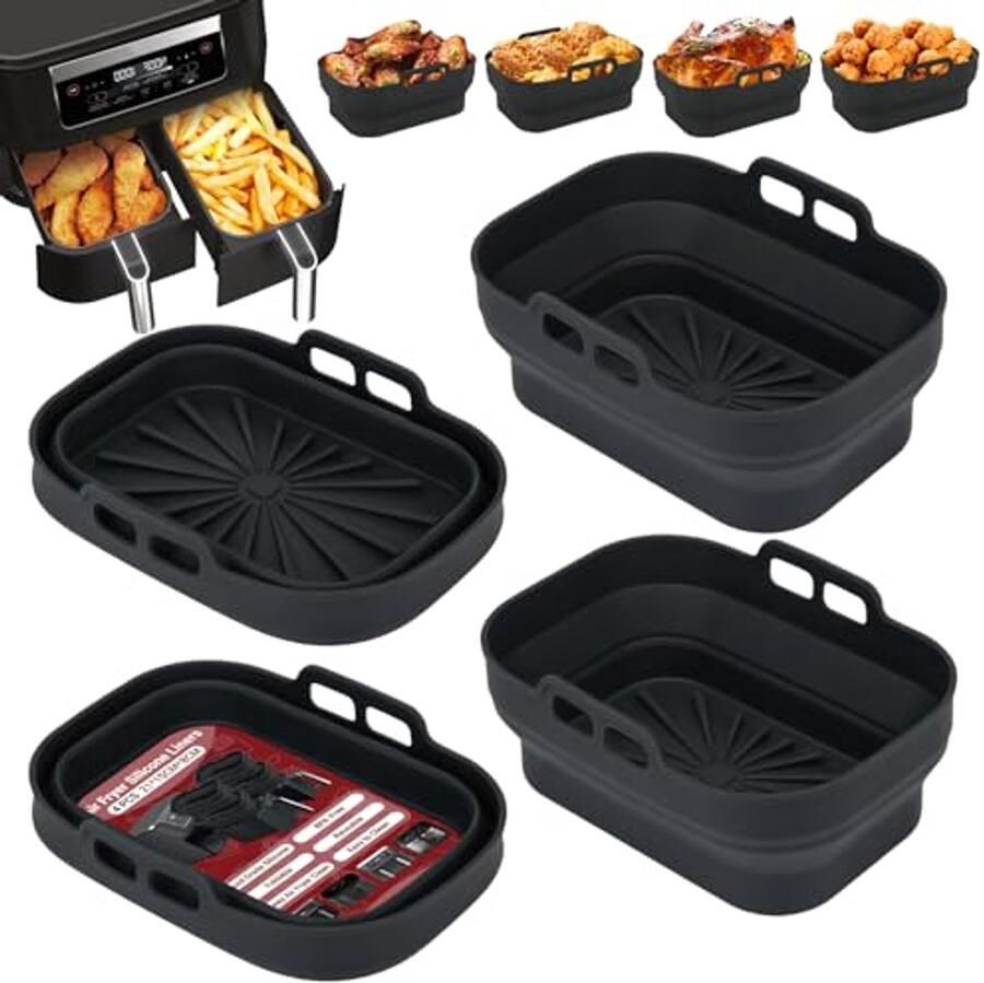 Siliconen Air Fryer Potten Set van 4 Herbruikbare Mandjes voor Heteluchtfriteuse en Oven
