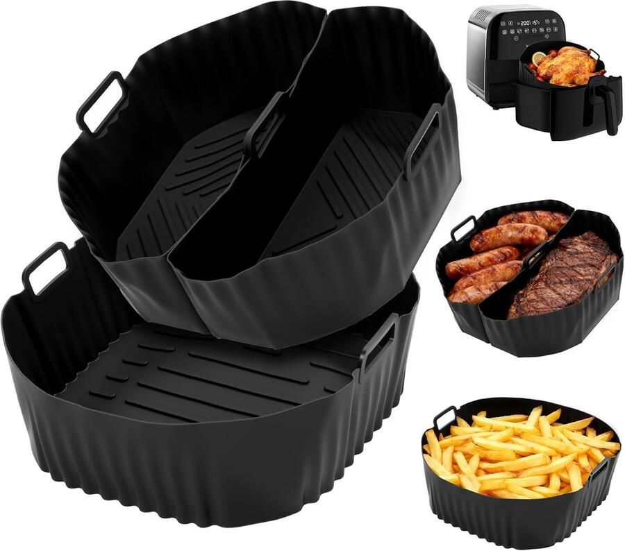 Siliconen Airfryer Accessoires Herbruikbare Ronde Bakvorm 19-23cm voor Bakken Braden en Grillen
