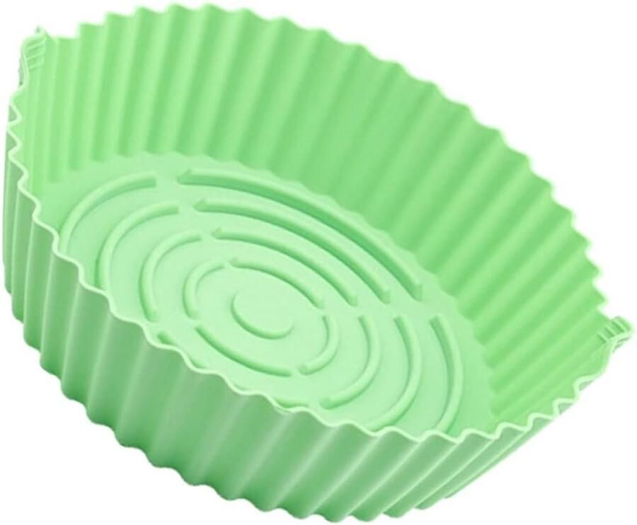 Siliconen Airfryer Bak Bakjes Herbruikbaar Veelzijdig Bakken Anti-aanbaklaag 19cm Rond Groen