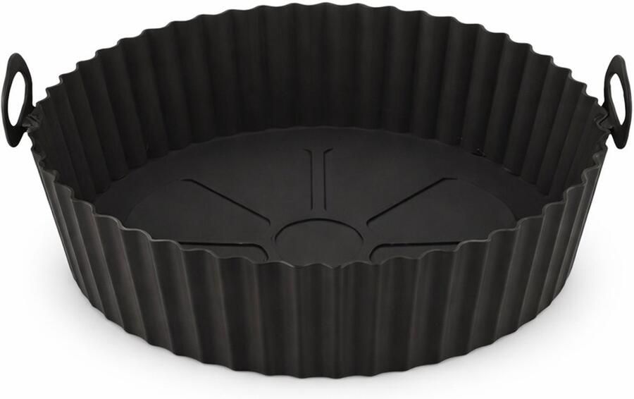 Siliconen airfryer bakje Herbruikbaar Verdikte vierkante hittebestendige siliconen airfryermand Heteluchtfriteuse zwart 20 CM