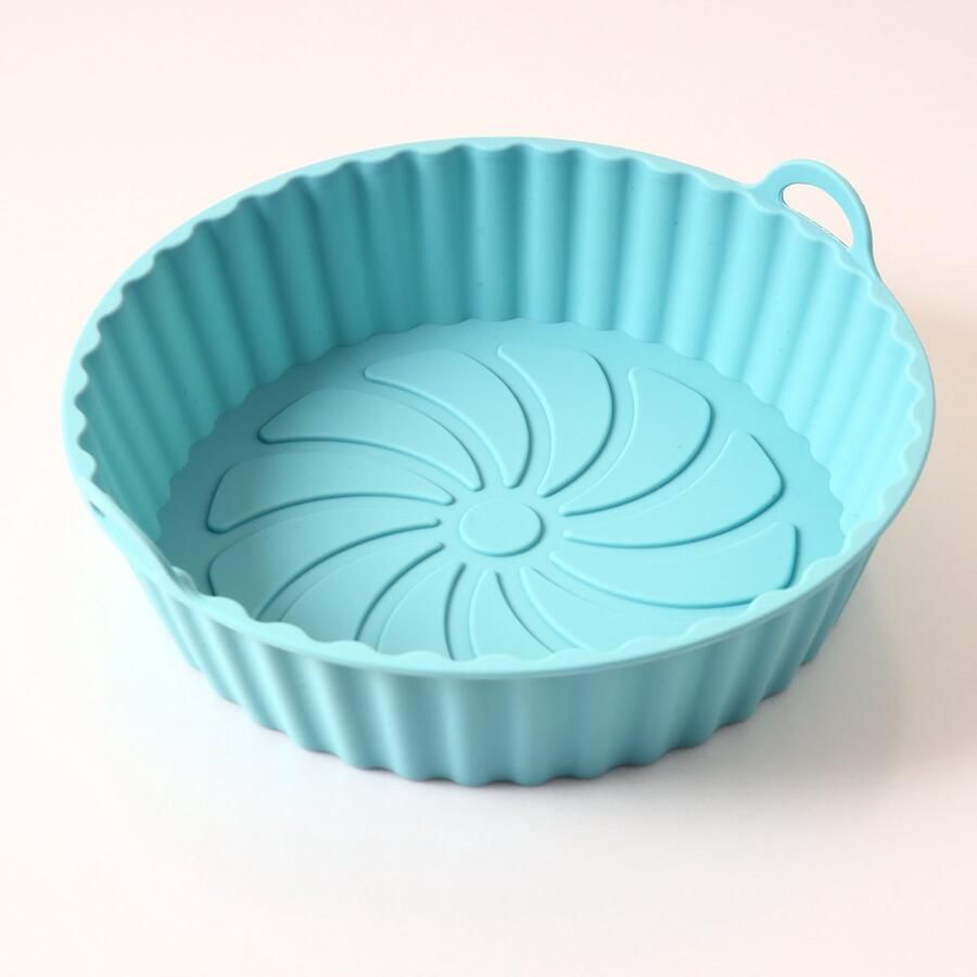 Siliconen Airfryer Bakje Rond Herbruikbaar Mandje Hittebestendig & Vaatwasserbestendig Airfryer Accessoires Blauw