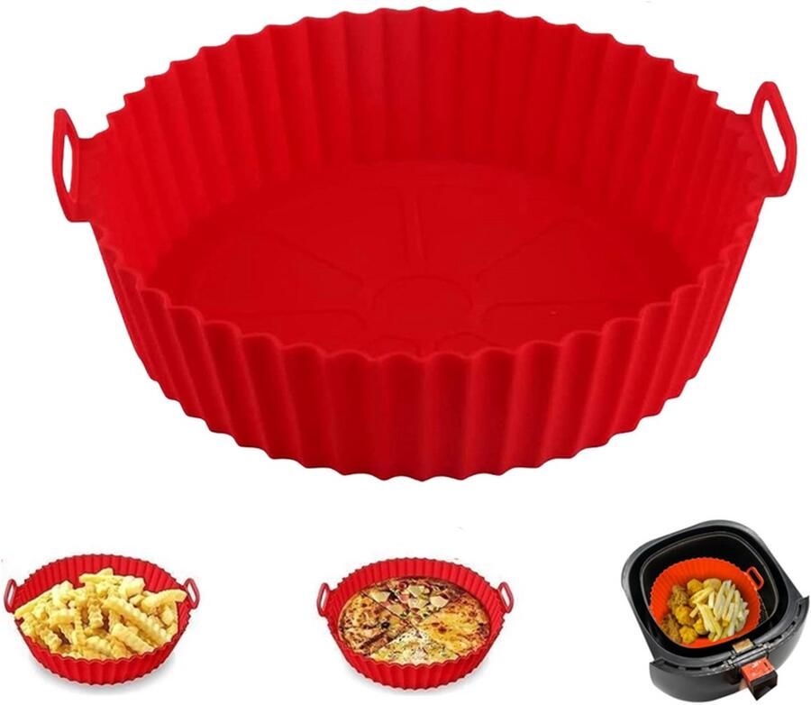 Siliconen airfryer bakr Siliconen airfryer schaal Airfryer siliconen bakvorm -Herbruikbare siliconen airfryer bak Siliconen bakmat voor airfryer Siliconen bakvorm voor airfryer bakmandje 17.5 cm diameter herbruikbare ovenbakvorm