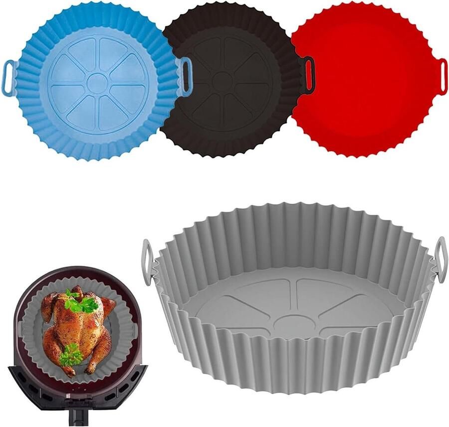 Siliconen Airfryer Bakvorm Airfryer Accessoires Gezond Bakken Herbruikbaar 20 cm Rood Blauw Grijs Zwart