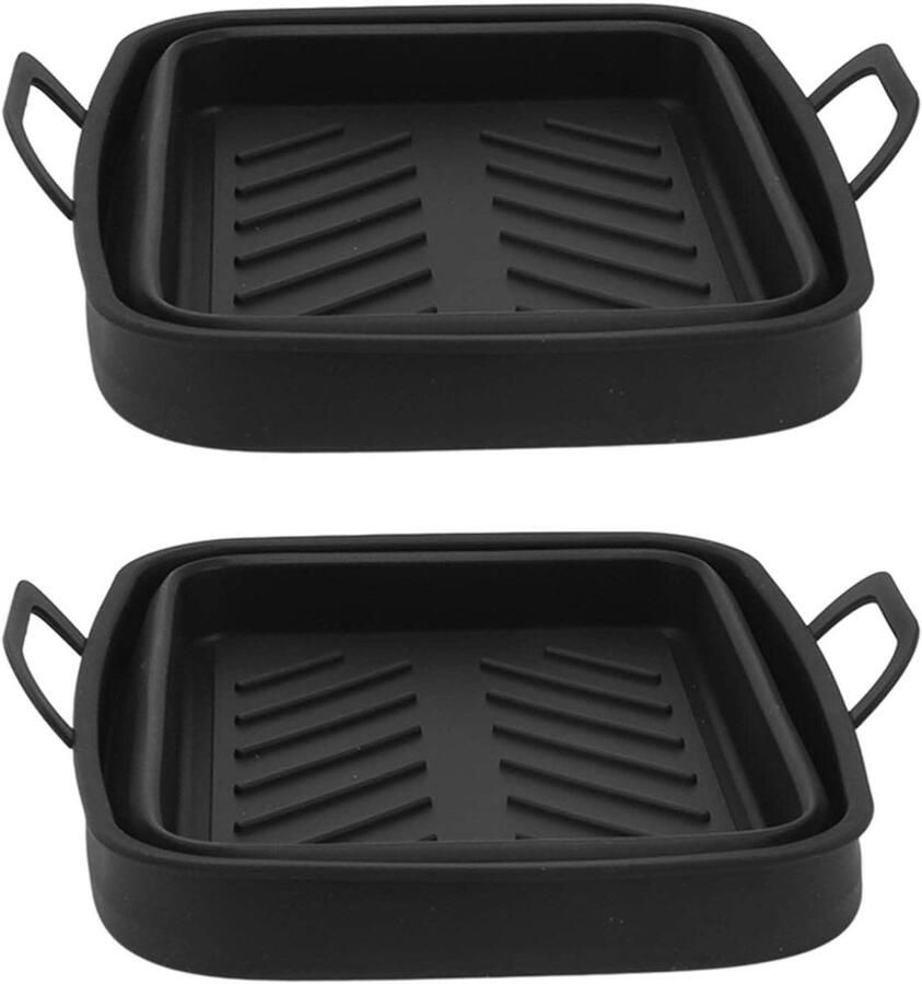 Siliconen Airfryer Bakvorm Airfryer Accessoires Gezonder Bakken Geoptimaliseerde Luchtstroom 2 Stuks Zwart