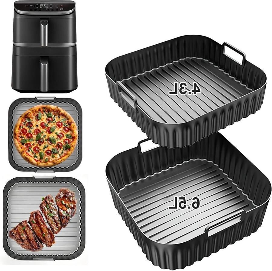 Siliconen Airfryer Bakvorm Airfryer Accessoires Gezonder Koken Dubbele Laag Ontwerp 108 L Grijs