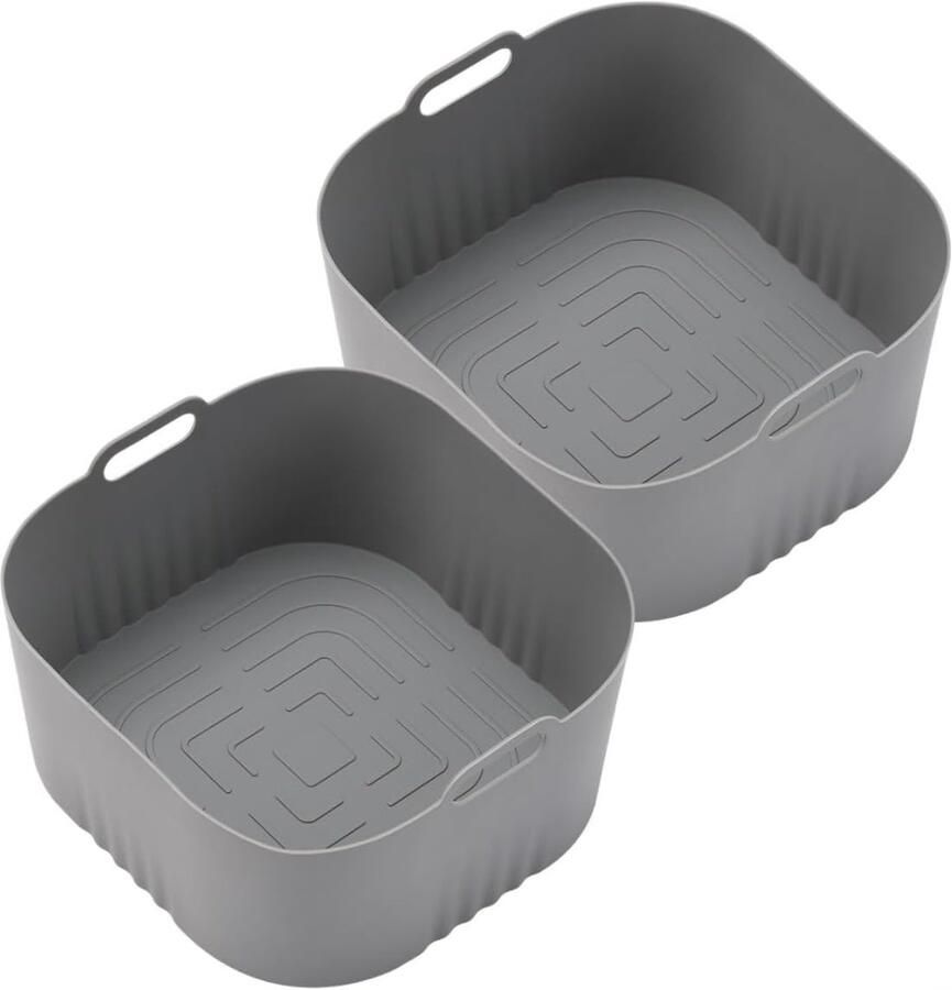 Siliconen Airfryer Bakvorm Herbruikbare Voering Veilig Koken Verhoogde Luchtstroom 17 x 17.5 x 8 cm Grijs