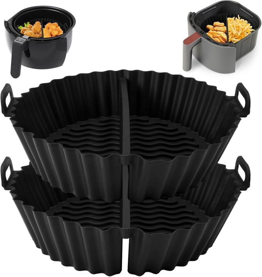 Siliconen Airfryer Inzetstuk Bakje met Scheidingswand – Herbruikbare Airfryer Bakvorm BPA-vrij Vaatwasserbestendig