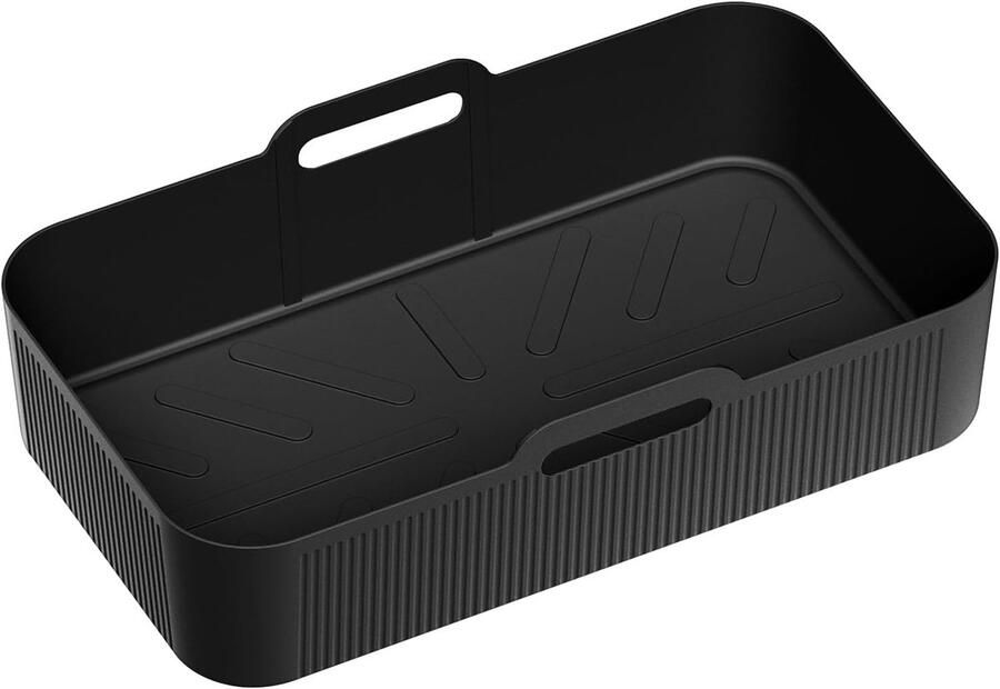 Siliconen Airfryer Liner Vierkante Potliner Bakmand Maaltijd Bereiding Niet-klevend Krasbestendig 32 x 20 cm Zwart