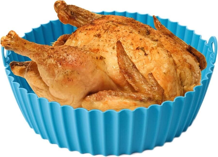 Siliconen Airfryer Liner Herbruikbare Airfryer Mand Airfryen en Bakken Hittebestendig Food-Grade Materiaal 20 cm Grijs