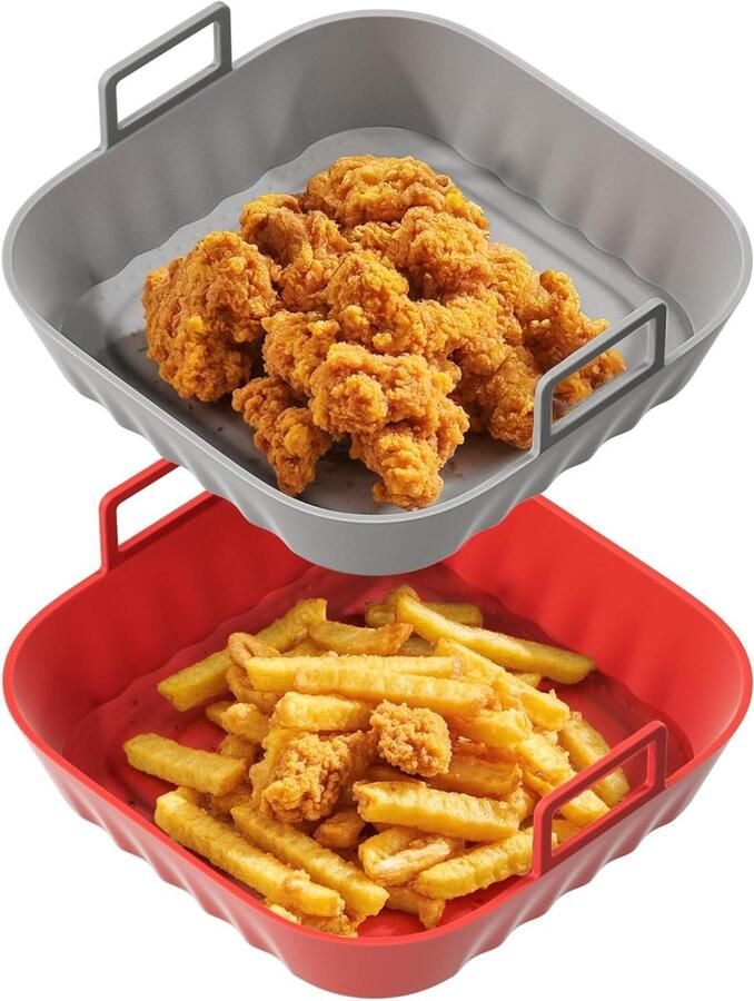 Siliconen Airfryer Liners Airfryer Mand Inserts Gelijkmatig Koken Verhoogd Anti-aanbak Ontwerp 2 stuks 8 inch