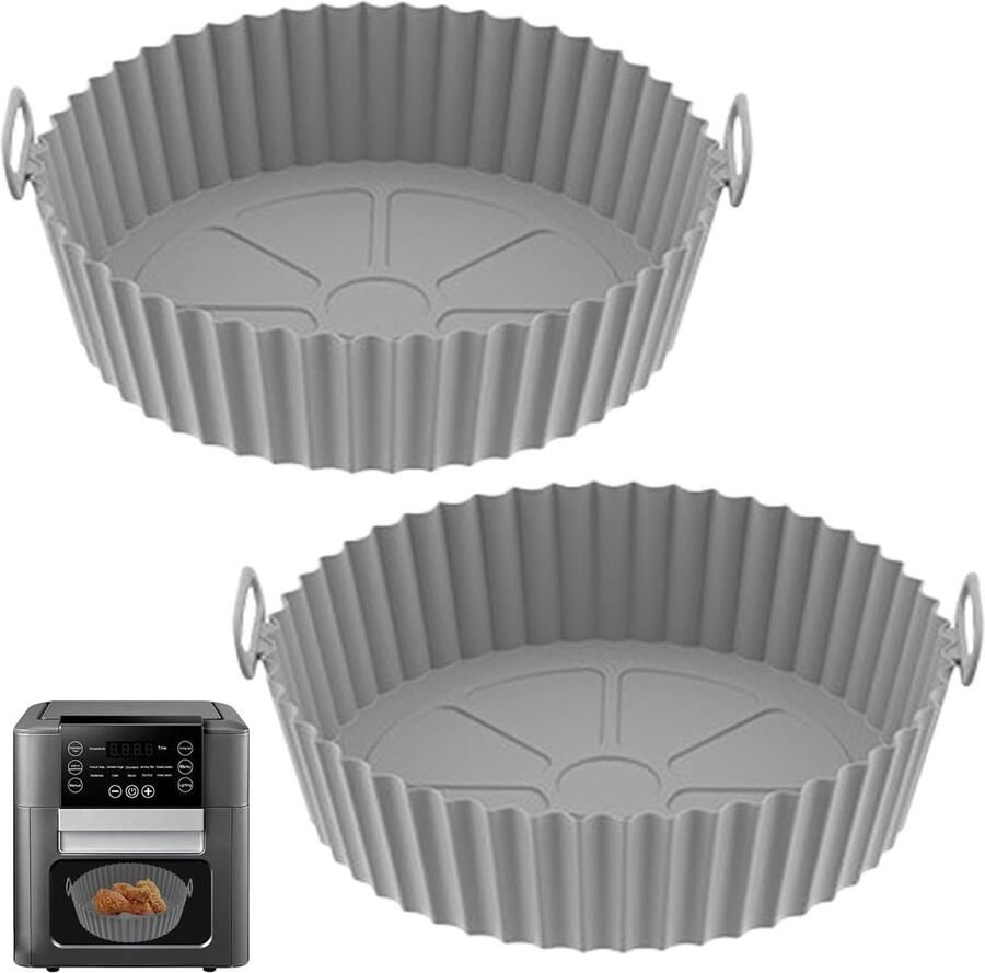 Siliconen Airfryer Liners Antiaanbak Vetvrij Waterdicht Siliconen Bakvormen van Voedselkwaliteit Magnetronbestendig 7 8 Inch 2 Stuks