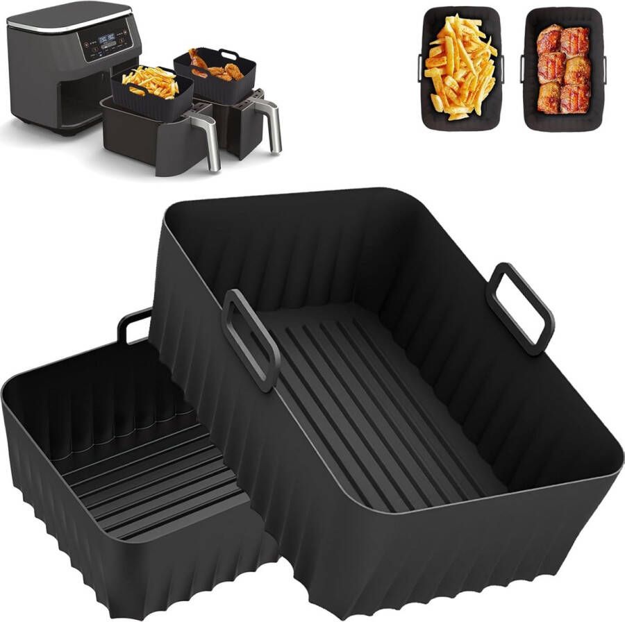 Siliconen Airfryer Liners Herbruikbare Airfryer Accessoires Geschikt voor 7 6L-9 5L Dual Zone Airfryers 2 stuks