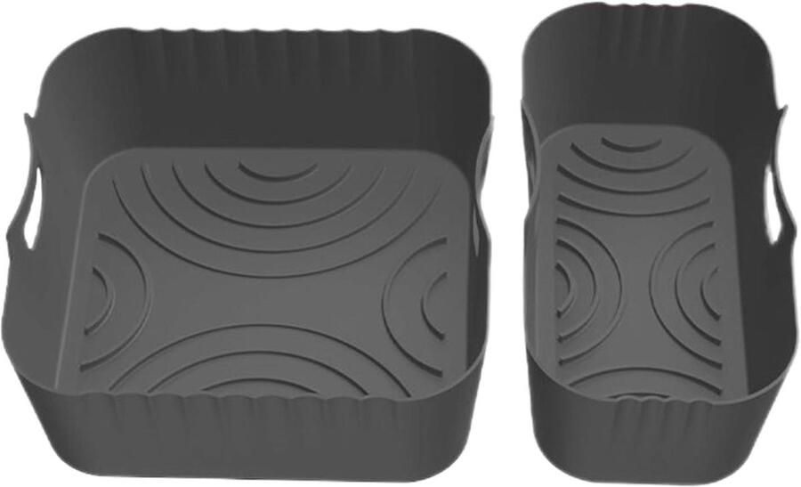 Siliconen Airfryer Liners Herbruikbare Mand Pot Voedsel Scheiden Koken Tweedelige Structuur 18.4 x 18.4 cm Grijs