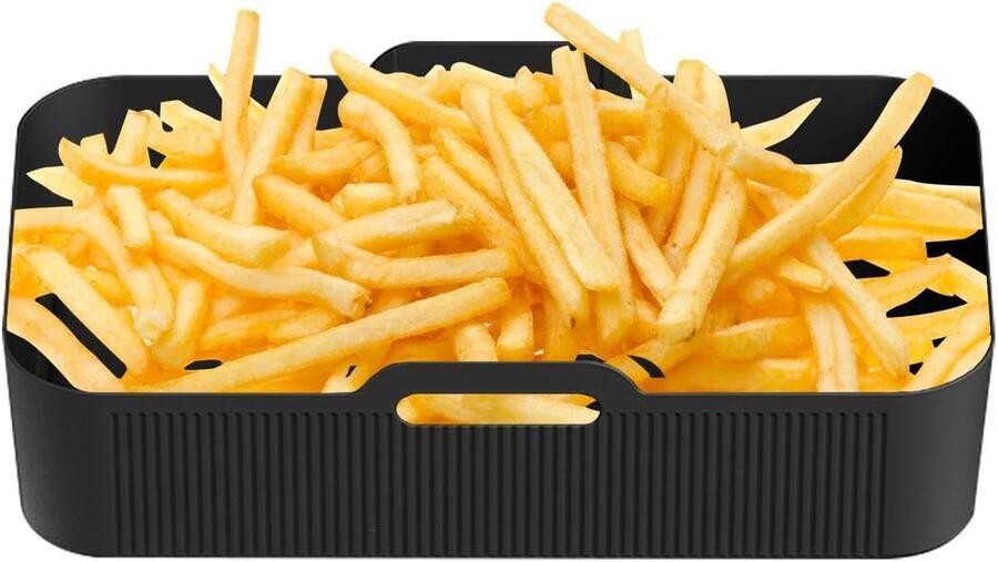 Siliconen Airfryer Liners Vierkante Bakmat Gemakkelijk Koken Herbruikbaar Materiaal 32x20x9 cm Zwart