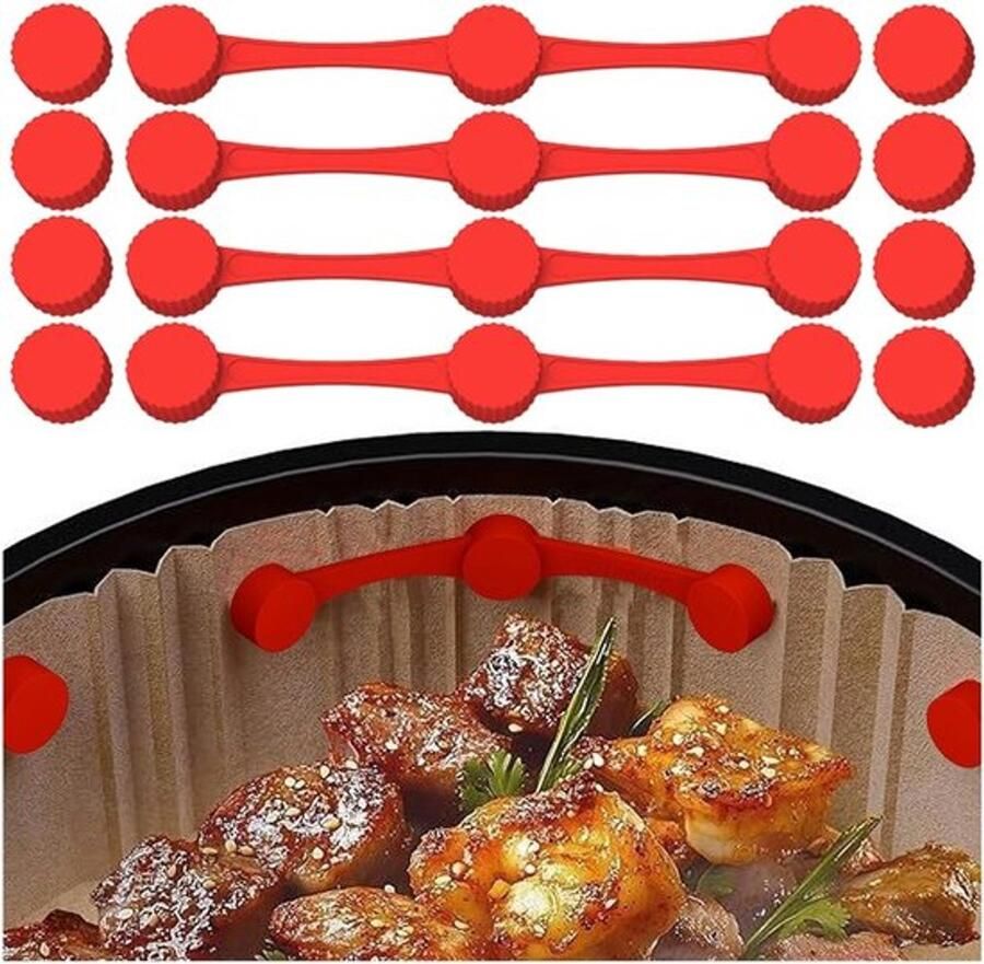 Siliconen Airfryer magneetstrips Airfryer papierhouder Bestand tegen hoge temperaturen Set van 4 magnetische siliconen gespen voor de Airfryer om bakpapier vast te zetten