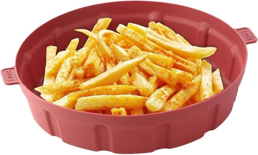 Siliconen Airfryer Mand Herbruikbare Bakvorm Veilig Bakken Voedselveilig Materiaal 27.5 x 24.5 x 6 cm Rood