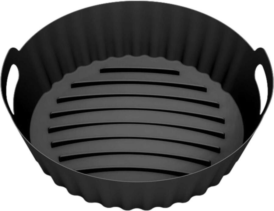 Siliconen Airfryer Mand Ovenmand Bakvorm Koken en Bakken Voedselveilige Siliconen 12.9 cm Zwart