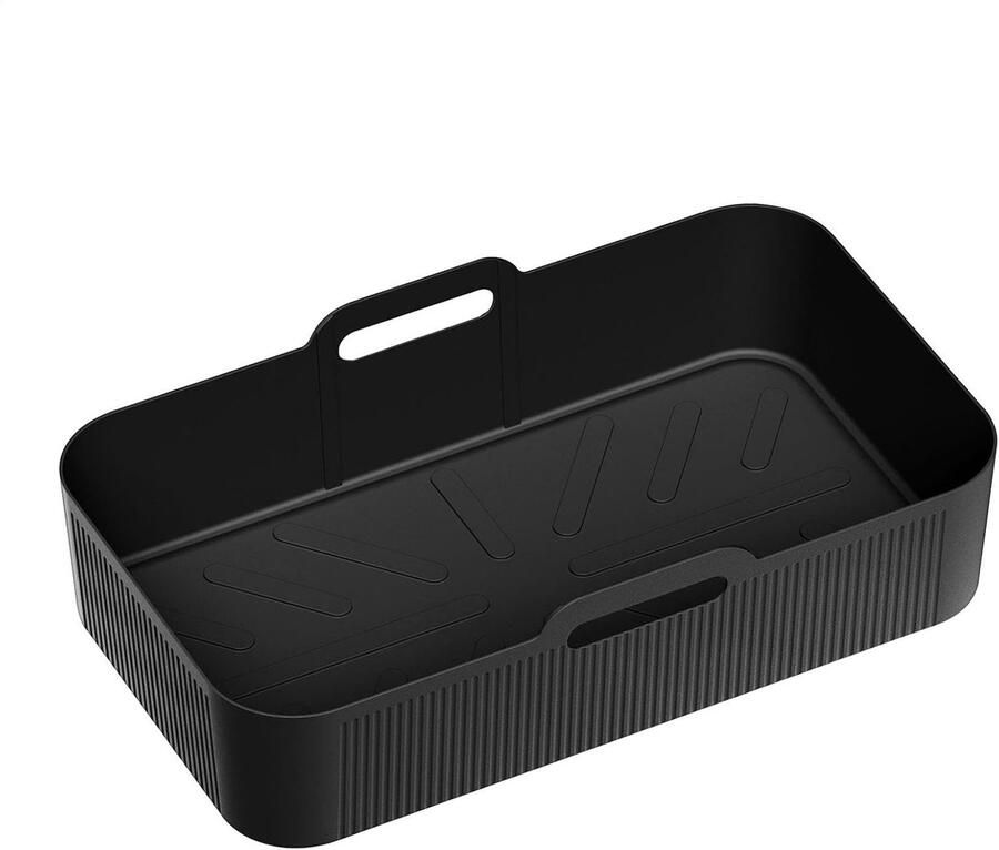 Siliconen Airfryer Mat Airfryer Inlegvel Gemakkelijk Bakken Anti-aanbaklaag 33 cm Zwart
