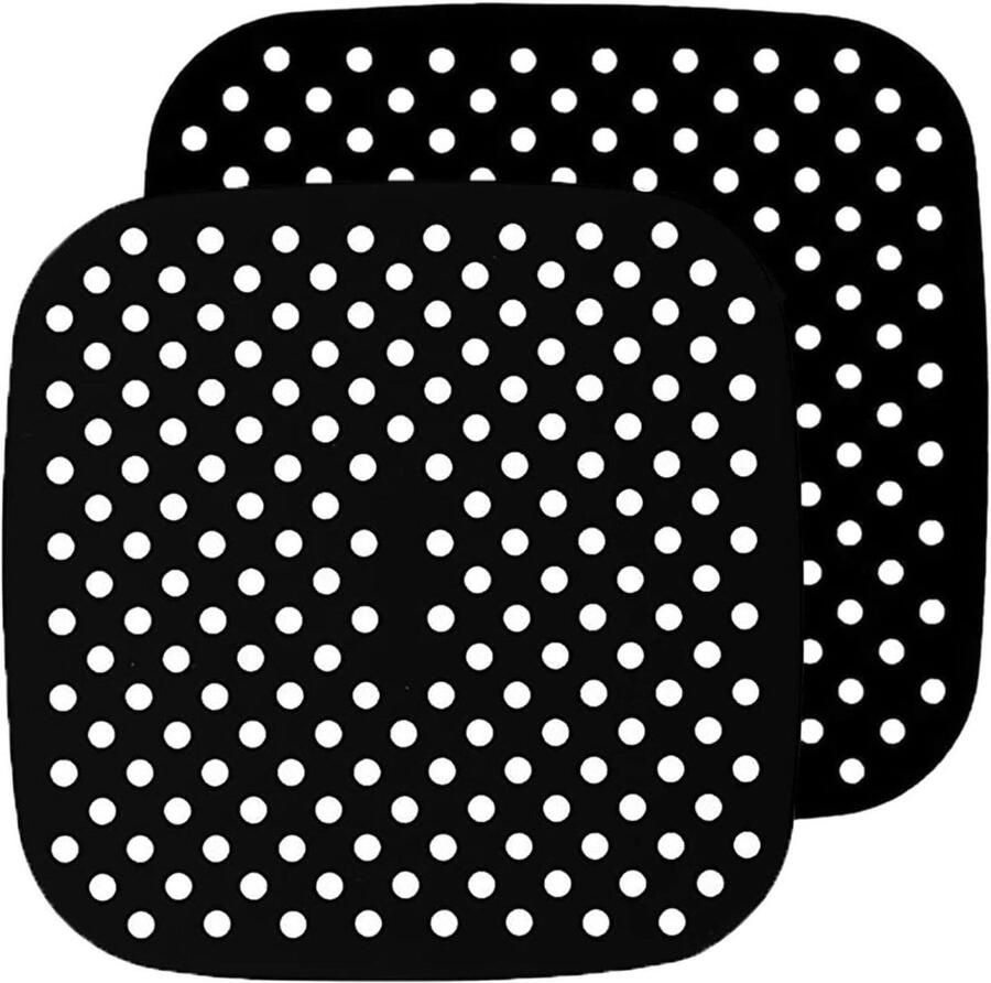 Siliconen Airfryer Matten Luchtfriteuse Voeringen Voedsel Bereiden Geperforeerd Ontwerp 8.5 Inch Vierkant Grijs